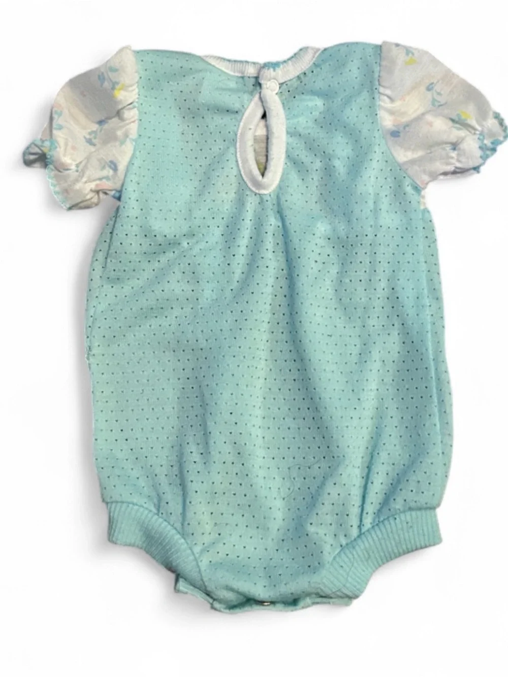 Vintage Candie’s Baby Blue Bubble Romper | 80s/90s Pastel Puff Sleeve